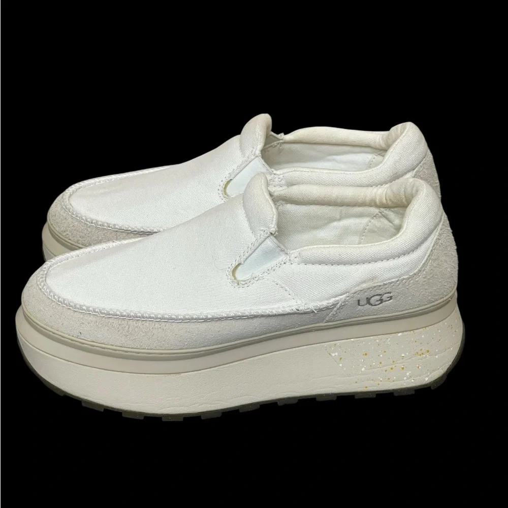 Ugg Marin Slip On Platform  Cream Canvas Shoes size‎ 9.5